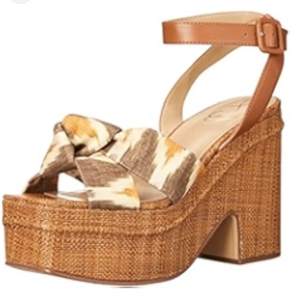 Sam Edelman Y2K Theresa Square Toe Ankle Strap Platform Sandals Heel Shoe 10